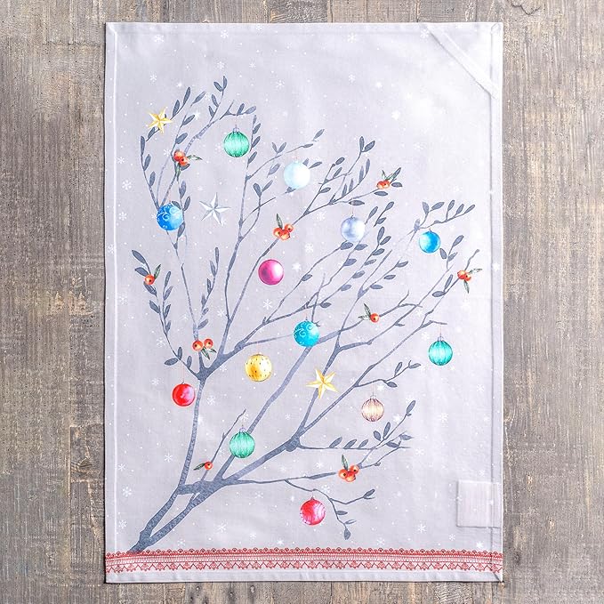 Maison d' Hermine Kitchen Towels Set of 3 100% Cotton 20" x 27.5" Reusable Cloth Tea Dish Towels Absorbent with Hanging Loop for Kitchen Dining Thanksgiving Christmas Decorations (Fairy Christmas)