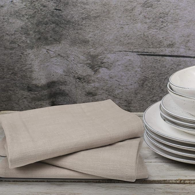 Urban Villa Harvest Kitchen Towels Premium Quality 100% Cotton Solid Kitchen Towels Set of 6 Ultra Soft Size 20X30 Inches Chambray Beige/White Color Kitchen Towel Highly Absorbent Kitchen Towels