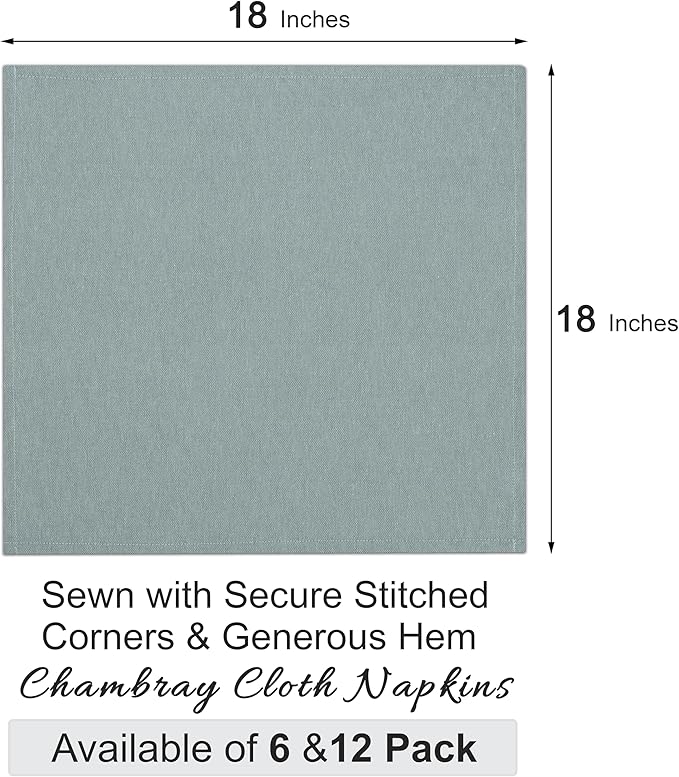 Ruvanti Cloth Napkins Set of 12, 18x18 Reusable Napkins Cloth Washable, Soft & Durable Table Napkin, Poly Cotton Fabric Dinner Napkins for Parties, Christmas, Thanksgiving, Weddings - Army Green