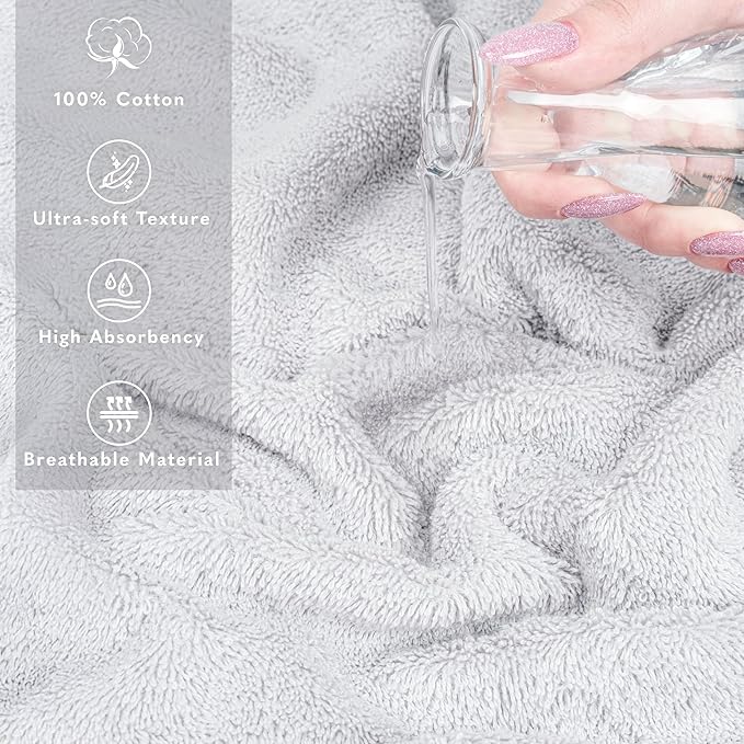 American Soft Linen 35x70 Jumbo Large Bath Towel, 600 GSM 100% Cotton Turkish Bath Sheet, Oversized Luxury Bath Towel for Bathroom Beach and Pool, Silver Grey