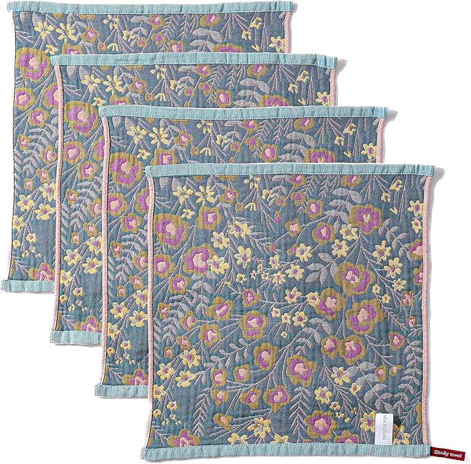 Kitchen Dish Towels for Drying 100% Cotton Set of 4, Ultra Absorbent Quick Drying Thick Reusable Cleaning Decorative Tea Towels with Hanging Loop,Reversible Boho Pretty Hand Towels,Floral