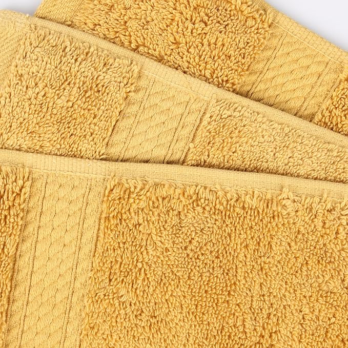 Superior Egyptian Cotton Pile Bath Towels, Ultra Soft Luxury Towel, Thick Plush Essentials, Absorbent Heavyweight, Guest Bath, Hotel, Resort, Spa, Pool, Home Bathroom, Shower Basics, Set of 4, Gold
