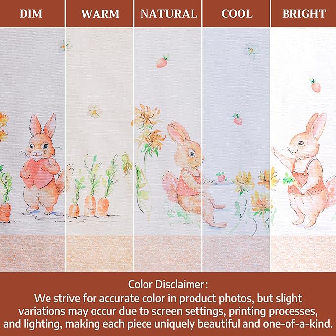 Maison d' Hermine Placemats Set of 4 100% Cotton Washable Cloth Place Mats Reusable Table Mats for Kitchen Dining Party Wedding Gifts for Mothers Day Spring/Summer (Bunny Party, 13" x 19")