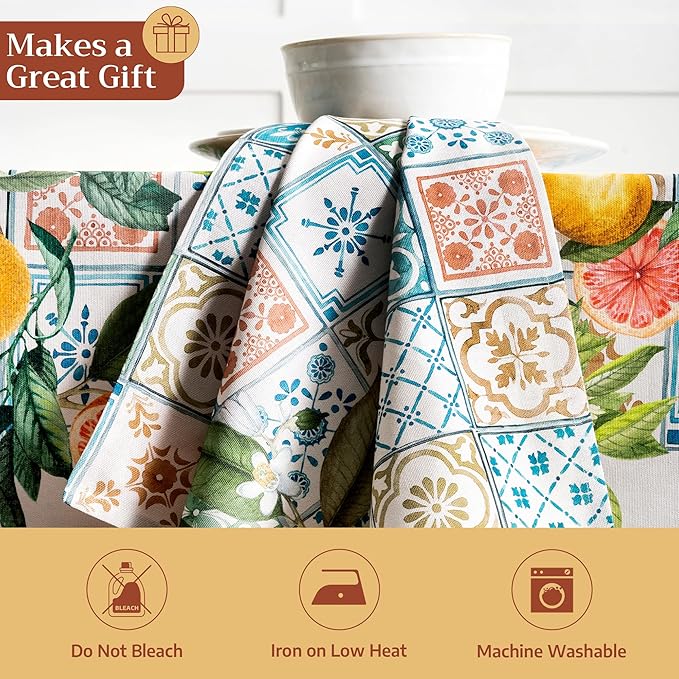 Maison d' Hermine Cloth Napkins Set of 4 100% Cotton Everyday Reusable Square Napkins Cloth Washable Dinner Party Wedding Restaurant Gifts for Mothers Day Spring/Summer (Agrume, 20" x 20")