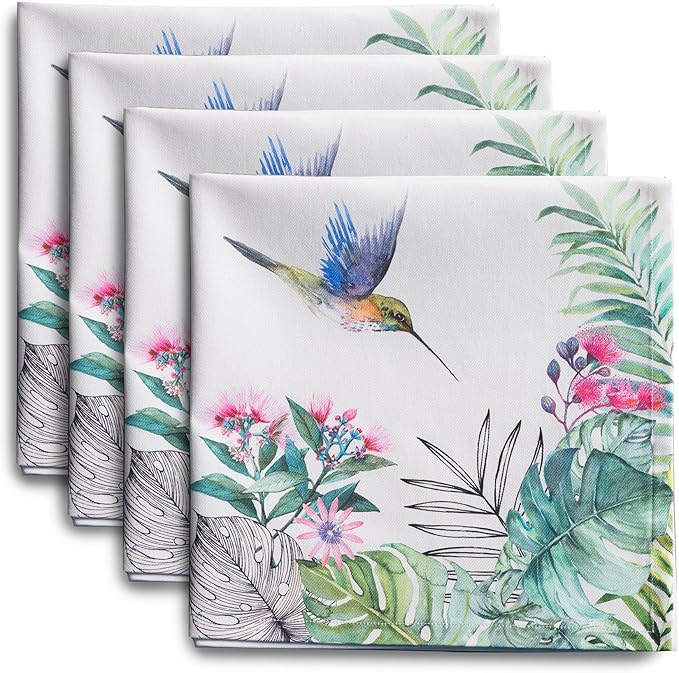 Maison d' Hermine Cloth Napkins Set of 4 100% Cotton Everyday Reusable Square Napkins Cloth Washable Dinner Party Wedding Restaurant Gifts for Mothers Day Spring/Summer (Tropiques, 20" x 20")
