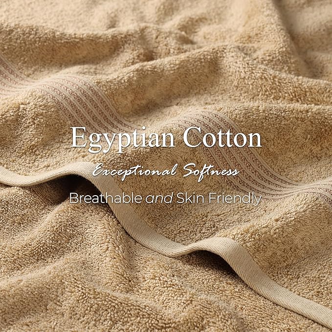 Superior Egyptian Cotton 2-Piece Bath Sheet Towel Set, Oversized Body Towels For Adults And Kids, Large Towel For Bath, Shower, Guest Bathroom, Spa, Gym, Resort, Essentials, Airbnb, Toast