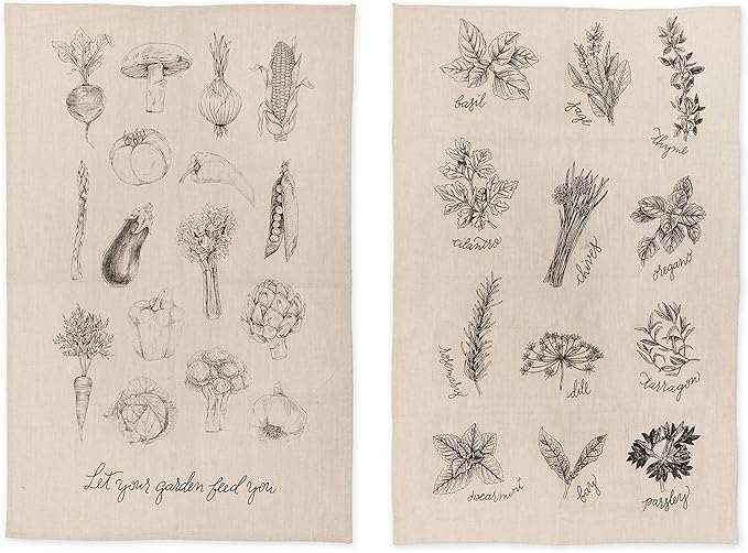 Rustic Farmhouse Linen Garden Kitchen Towel Set by Twine