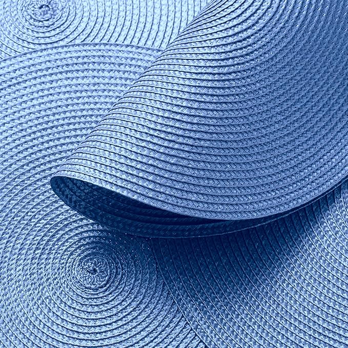 AHHFSMEI Round Placemats Set of 6 Heat Resistant Washable Non-Slip Woven Braided Table Mats for Dining Table Kitchen & Home Decor (Sky Blue)
