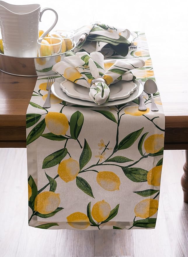 DII Lemon Bliss Tabletop Collection, Table Runner, 14x108