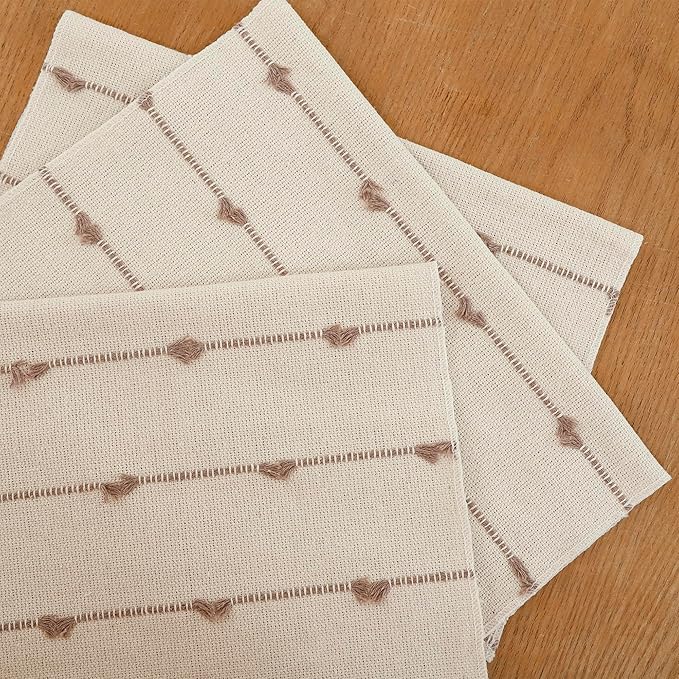 Boho Placemats 13 x 19 Inch Set of 6 for Dining Table Decor Woven Cloth Place Mats for Farmhouse Rustic Kitche Spring Home Decor Cotton Placemats Khaki and Beige Table Mats