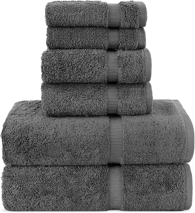 Chakir Turkish Linens |Hotel & Spa Quality 100% Cotton Premium Turkish Towels | Soft & Absorbent (Dark Gray, 6-Piece Towel Sets)