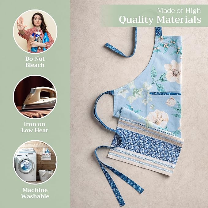 Maison d' Hermine 100% Cotton Apron for women with Pocket Kitchen Chef Apron for Men Cooking Mothers Day Gifts