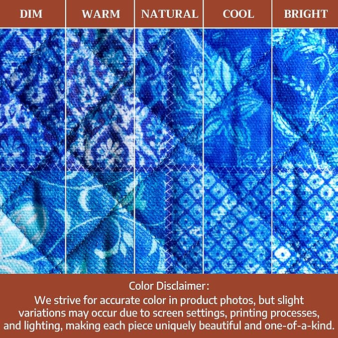 Maison d'Hermine Oven Gloves 100% Cotton Oven Mitt 7" x 13" with Loop Heat Resistant BBQ Cooking Gloves Baking Grilling Gifts for Mothers Day Spring/Summer (Pack of 1, Indigo Love)
