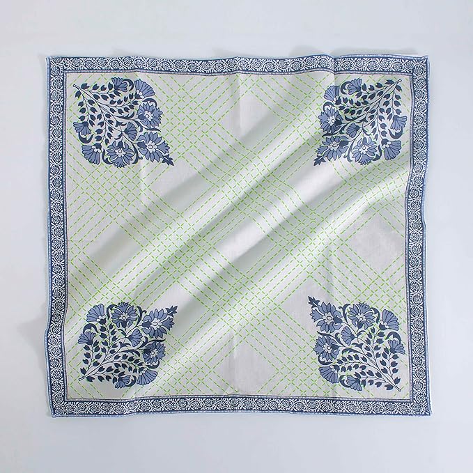 FINGERCRAFT Cloth Napkins, Set of 4 Cotton Linen Blend Printed Dinner Napkins Cloth Mitered Corner Perfect for Parties Dinners Weddings Cocktail Christmas Easter 20x20 Mesh Banquet