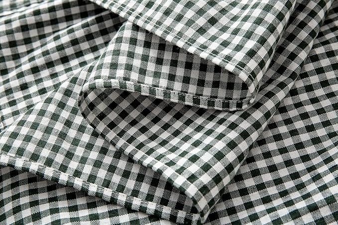 Vintage Gingham Apron for Women, Ruffle Straps, 2 Pockets, Soft Cotton, Apron Dress Style for Cooking & Baking