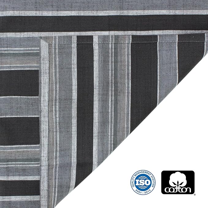 COTTON CRAFT Cloth Napkin - Set of 12 Pure Cotton Slub Woven Dinner Napkins - Thick Durable Absorbent Washable Reusable Napkin - Everyday Lunch Brunch Party Holiday Table Gift - 18x18 - Grey Stripe