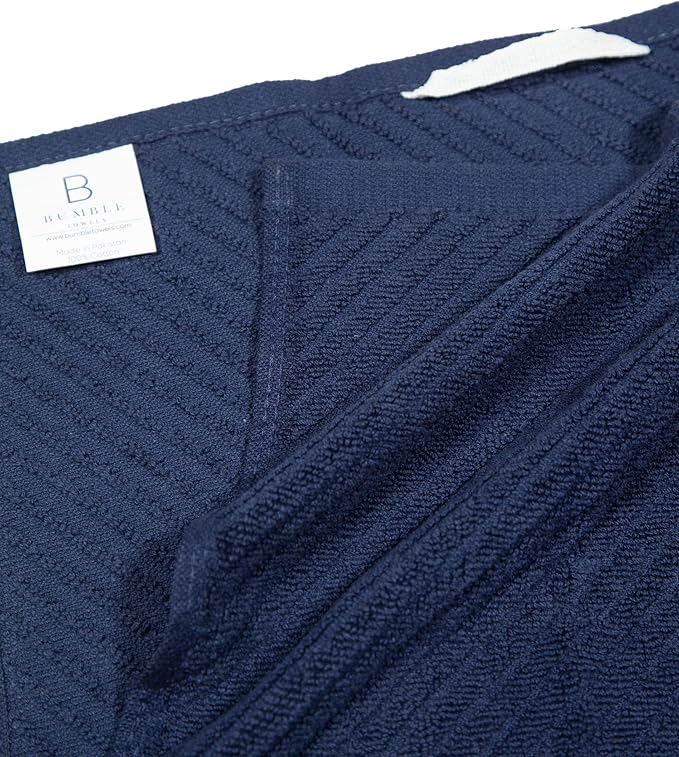 Premium Kitchen Towels (16”x 25”, 6 Pack) | Large Cotton Kitchen Hand Towels | Dish Towels | Diagonal Weave Design | 445 GSM Highly Absorbent Tea Towels Set with Hanging Loop | Navy