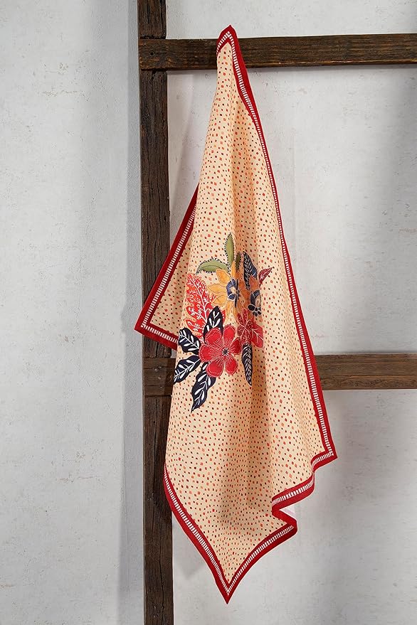 Maison d' Hermine Kitchen Towels Set of 3 100% Cotton 20" x 27.5" Reusable Cloth Tea Dish Towels Absorbent with Hanging Loop for Kitchen Dining Thanksgiving Christmas Decorations (Kalahari)
