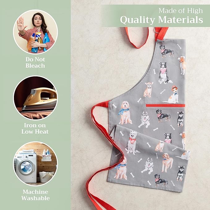 Maison d' Hermine 100% Cotton Apron for women with Pocket Kitchen Chef Apron for Men Cooking Mothers Day Gifts