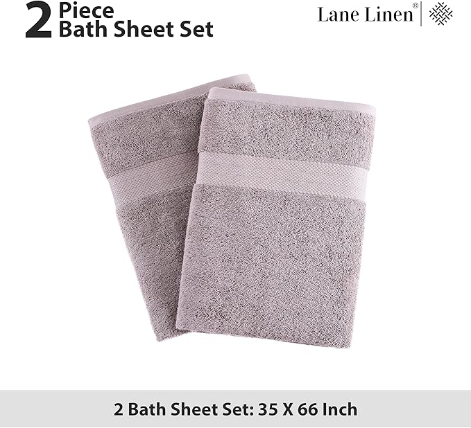 LANE LINEN Oversized Bath Towels Set of 2 (35"x66") - 100% Cotton Ring Spun Extra Large Bath Sheets - Quick Dry, Ultra Soft & Highly Absorbent - Daily Use Hotel & Spa Quality Bathroom Towel - Platinum