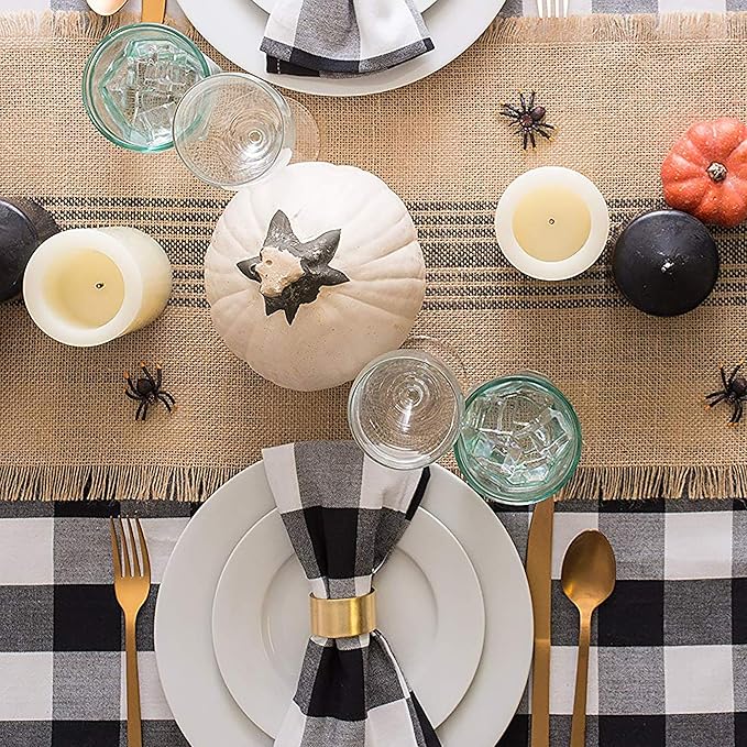 DII Buffalo Check Collection, Classic Farmhouse Cloth Napkin Set, 20x20, Black & White, 6 Piece