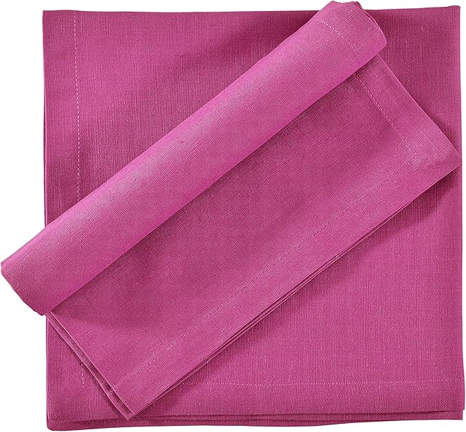 Fingercraft Dinner Cloth Napkins, Cotton Linen Blend Fabric 12 Pack Easter Special, Premium Quality, Mitered Corners for Every Day Use Napkins are Pre Shrunk and Good Absorbency Magenta Easter Color