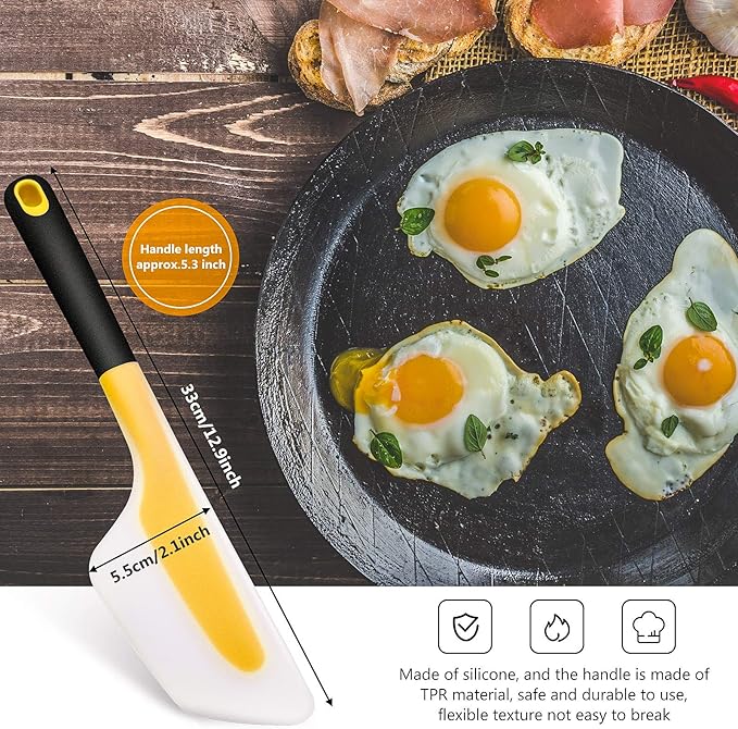 2 Pieces Omelette Spatula Kitchen Turner Silicone Flip and Fold Omelette Turner for Kitchen Omelet Pancake Crepes(Red and Yellow)