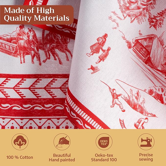 Maison d' Hermine Cloth Napkins Set of 4 100% Cotton for Thanksgiving Christmas Decorations Everyday Reusable Square Fall Napkins Cloth Washable Dinner Party (Winter Jouy, 20"x20")