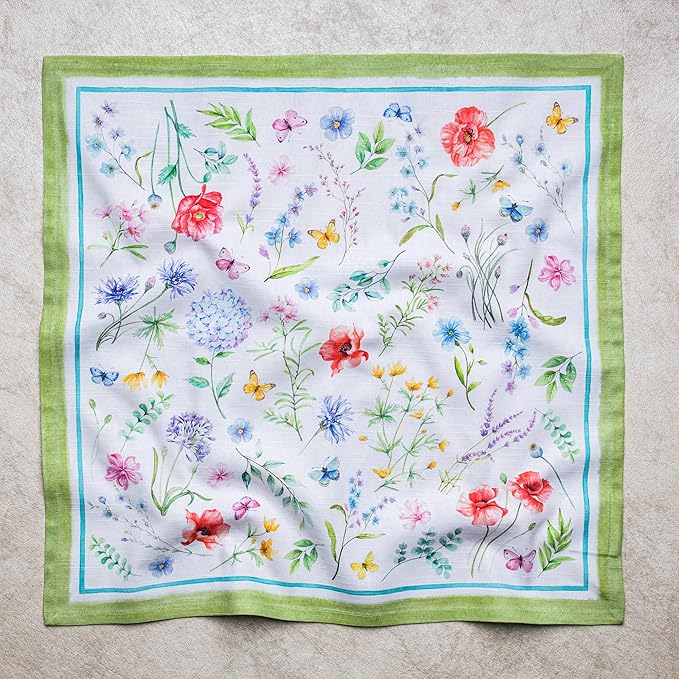 Maison d' Hermine Cloth Napkins Set of 4 100% Cotton Everyday Reusable Square Napkins Cloth Washable Dinner Party Wedding Restaurant Gifts for Mothers Day Spring/Summer (Just Floral, 20" x 20")