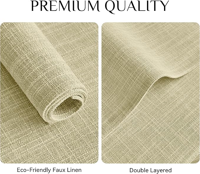 Softalker Faux Linen Placemats Set of 8-12 x 18 Inch, Heat Resistant Double Layered Durable Burlap Farmhouse Place Mats, Non-Slip Washable Rustic Table Mats for Dining, Kitchen, Party（Light Linen
