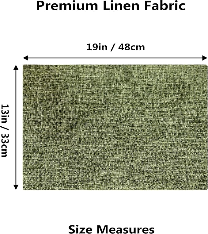 Home Brilliant Spring Linen Cloth Placemats Set of 8 Heat Resistant Dining Table Place Mats Table Mat Kitchen for Wedding Holiday Parties Decor, Green
