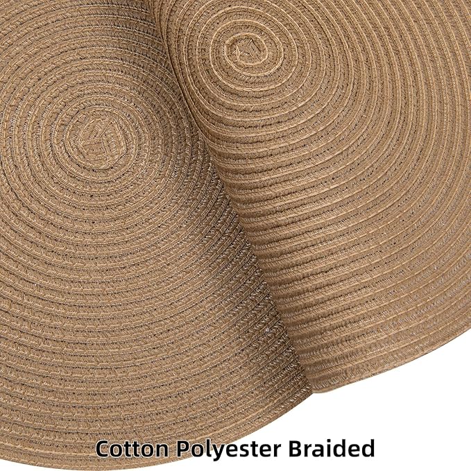 SHACOS Round Placemats Set of 4 Woven Braided Kitchen Table Placemats 15 inch Round Place Mats Washable Table Mats Indoor Outdoor, Brown