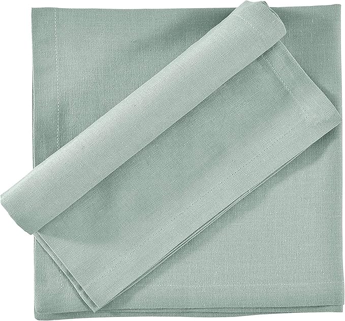 Cloth Napkins Dinner Washable Set of 4 in Cotton Linen Fabric Premium Quality, Mitered Corners for Reusable Every Day Use Pre Shrunk and Good Absorbency Christmas Cloth Napkins (Pack of 4, Aqua)