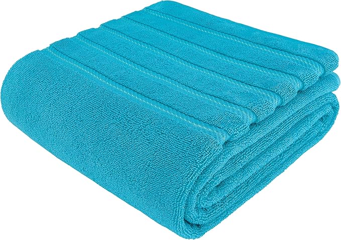 American Soft Linen 35x70 Jumbo Large Bath Towel, 600 GSM 100% Cotton Turkish Bath Sheet, Oversized Luxury Bath Towel for Bathroom Beach and Pool, Aqua Blue