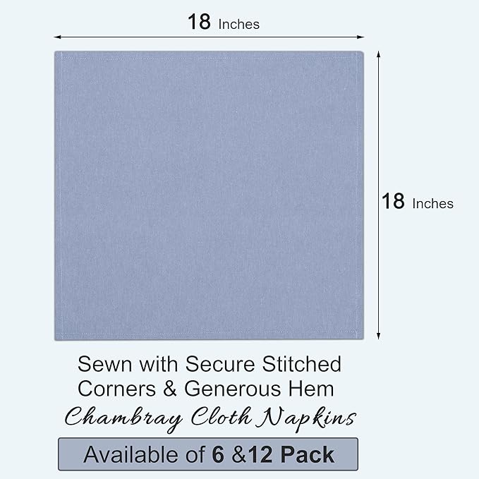 Ruvanti Cloth Napkins Set of 6, 18x18 Reusable Napkins Cloth Washable, Soft & Durable Table Napkin, Poly Cotton Fabric Dinner Napkins for Parties, Christmas, Thanksgiving, Weddings - Midnight Blue