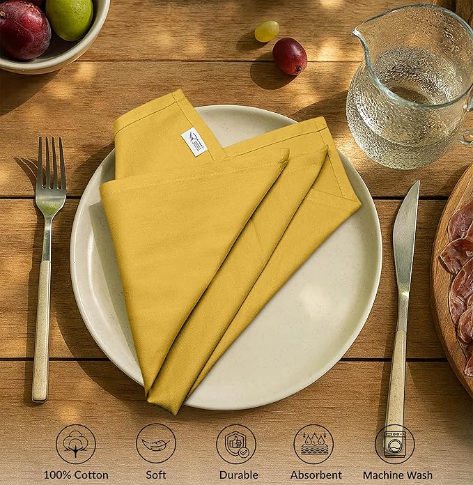 Ruvanti Cloth Napkins Set of 12, 100% Cotton High GSM 18x18 Inches Soft, Washable, Highly Durable & Absorbent, Perfect for Parties, Christmas, Thanksgiving Dinners – Multi Colors
