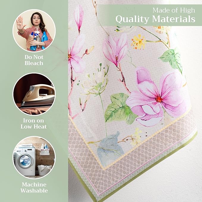 Maison d' Hermine Kitchen Towels Set of 3 100% Cotton 27.50" x 20" Reusable Cloth Tea Dish Towels Absorbent with Hanging Loop for Kitchen Gifts for Mothers Day Spring/Summer (Magnolia Mornings)