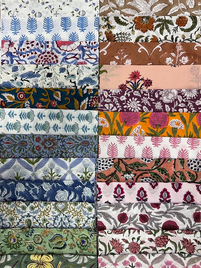 Napkins, Kitchen Towels, Table Decor, Table Linen, Cotton Cloth Border Napkins, Size 18"x 18", Hand Block Print Lunch, Dinner Napkins (Random Mix, Set of 4-18x18 Inch)