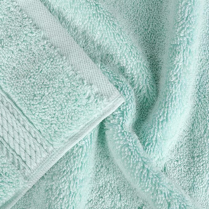 SUPERIOR Egyptian Cotton Pile 8 Piece Towel Set, Includes 2 Bath, 2 Hand, 4 Face Towels/Washcloths, Ultra Soft Luxury Towels, Thick Plush Essentials, Guest Bath, Spa, Hotel Bathroom, Sea Foam