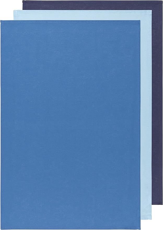 Now Designs Floursack Kitchen Dish Towels Moon/Cool Blue/Indigo 20 x 30in, Set of 3, 1 ea, (911421aa)
