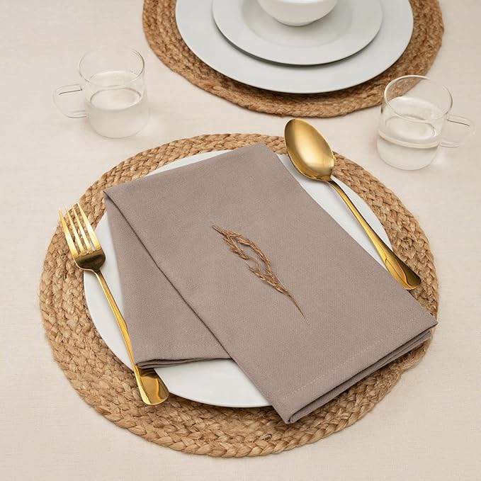 Blue Needles Solid Cloth Napkins Set of 12 Chocolate Brown 100% Cotton Dinner Napkins 18x18 inches - Soft, Reusable, Absorbent & Washable, Ideal for Spring Summer Easter Events Parties & Everyday Use