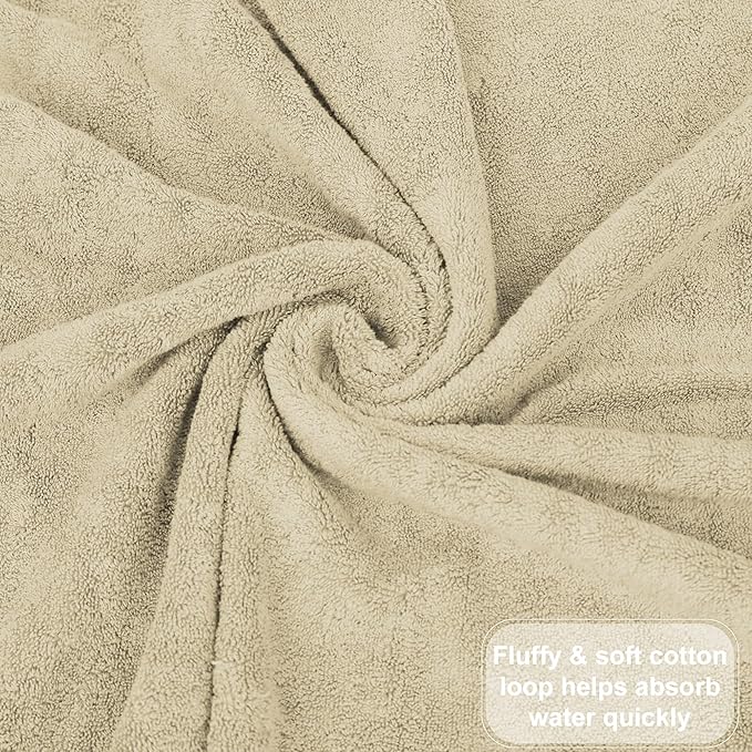 GOLD TEXTILES Premium Hand Towels for Bathroom -100% Ring Spun Cotton (Sand,4 Pack, 16x30 Inches) Luxury Soft Absorbent & Quick Dry, Bathroom Hand Towel Perfect for Hotel, Salon, Gym & Spa