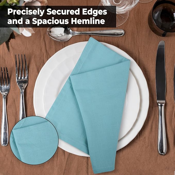 Urban Villa Cloth Napkins Aqua Dinner Napkins Set of 12 (20X20) 100% Cotton Absorbent Washable Durable Reusable Cloth Napkins Ideal for Easter Decorations Hotel Collection Farmhouse Parties Napkins