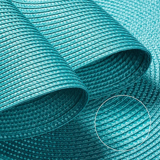 FunWheat Round Braided Placemats Set of 4 Table Mats for Dining Tables Woven Washable Non-Slip Place mats 15inch (Turquoise, 4pcs)