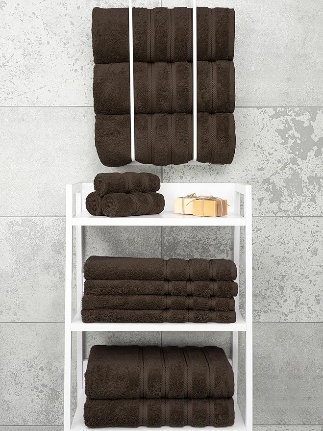 American Soft Linen Luxury 4 Piece Bath Towels, 600 GSM 100% Cotton Turkish Bath Towels for Bathroom, 27x54 in Extra Large Bathroom Shower Towels, Brown