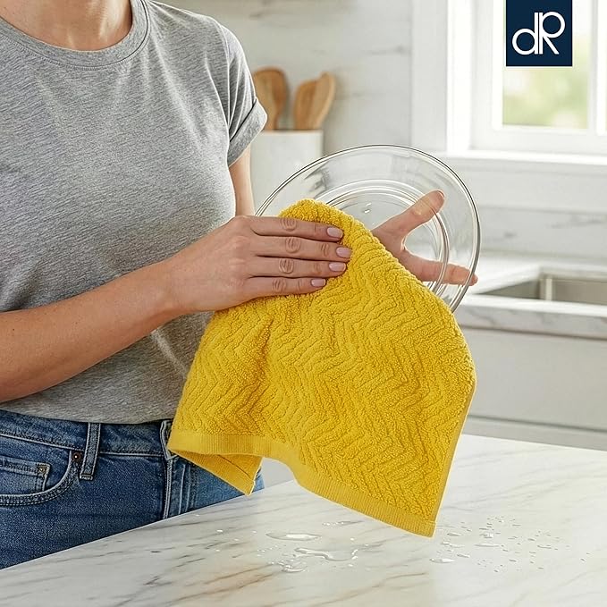 DecorRack 100% Cotton Kitchen Towels, 15" x 25" Absorbent Dish Towels [Premium Quality 400 GSM] Fall Set (Pack of 4)