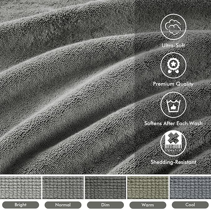 Madison Park 800GSM Bathroom Towel Set of 8 100% Cotton Bath Towel Set for Bathroom Luxurious Highly Absorbent 2 Bath Towels 2 Hand Towels 4 Washcloths Quick Dry Spa Quality Grey