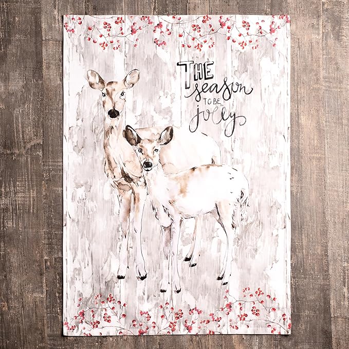 Maison d' Hermine Kitchen Towels Set of 3 100% Cotton 20" x 27.5" Reusable Cloth Tea Dish Towels Absorbent with Hanging Loop for Kitchen Dining Thanksgiving Christmas Decorations (Mountain Life)