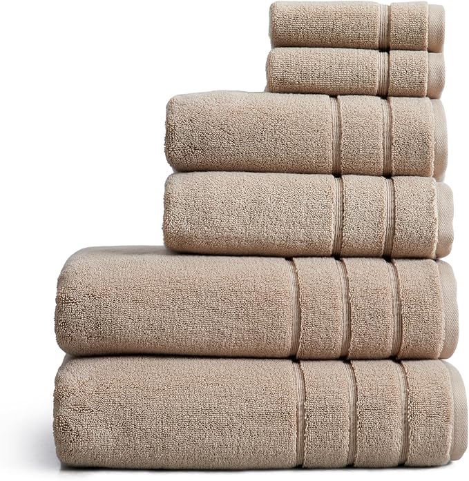 Springtree Home Luxury Turkish Cotton Bath Towels Set | 100% Turkish Cotton | Premium Bath Towels | Ultra Soft Thick Plush & Highly Absorbent | Luxury Hotel & Spa Bathroom Towels | Cobblestone