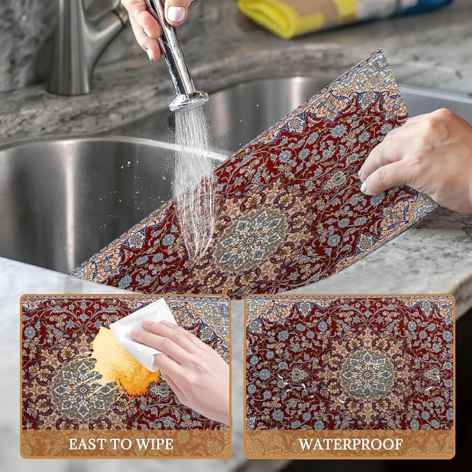 Abstract Ethnic African Geometric Boho Placemats Set of 6 Place Mats for Kitchen Table Washable Farmhouse Linen Table Mats Dining Decoration 12x18 Inch